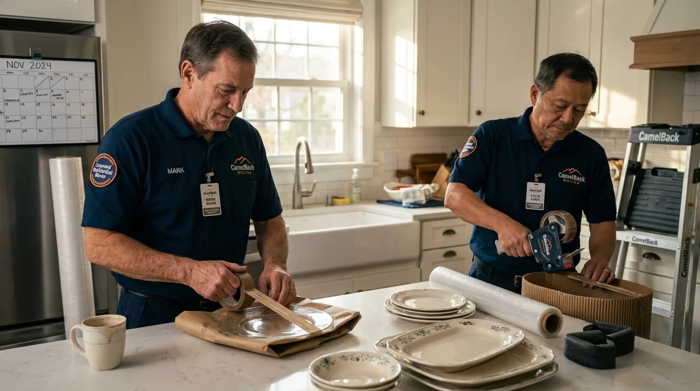 Professional crew packing kitchen dishware in Firebaugh, CA